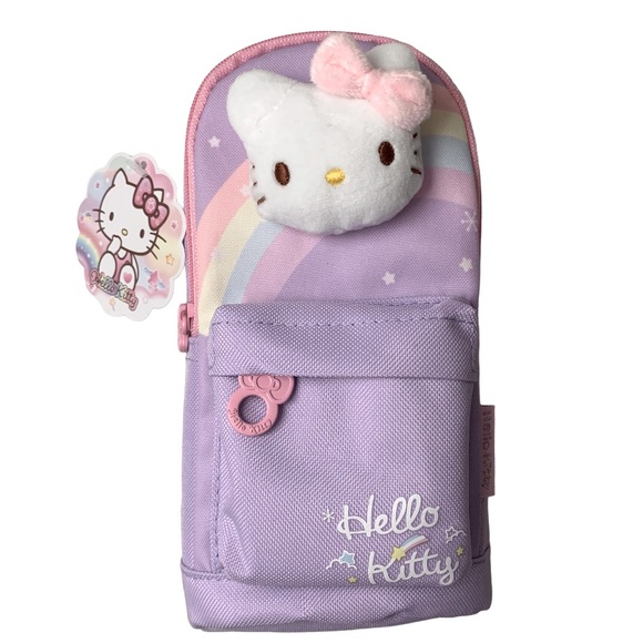 NWT Hello Kitty 2-Section Pencil and Small Items School Case Light Purple Pink - Picture 2 of 8